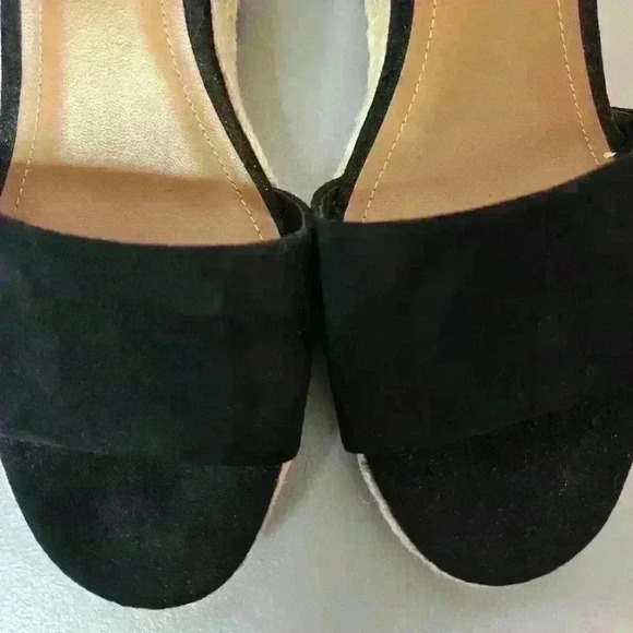 H&M Women's Wedge Heels Black Espadrilles Size 10 Ankle Strap - Picture 7 of 8